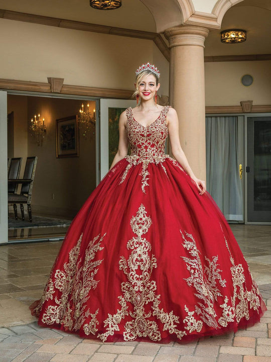 Dancing Queen - 1612 Jeweled Metallic Lace Gown
