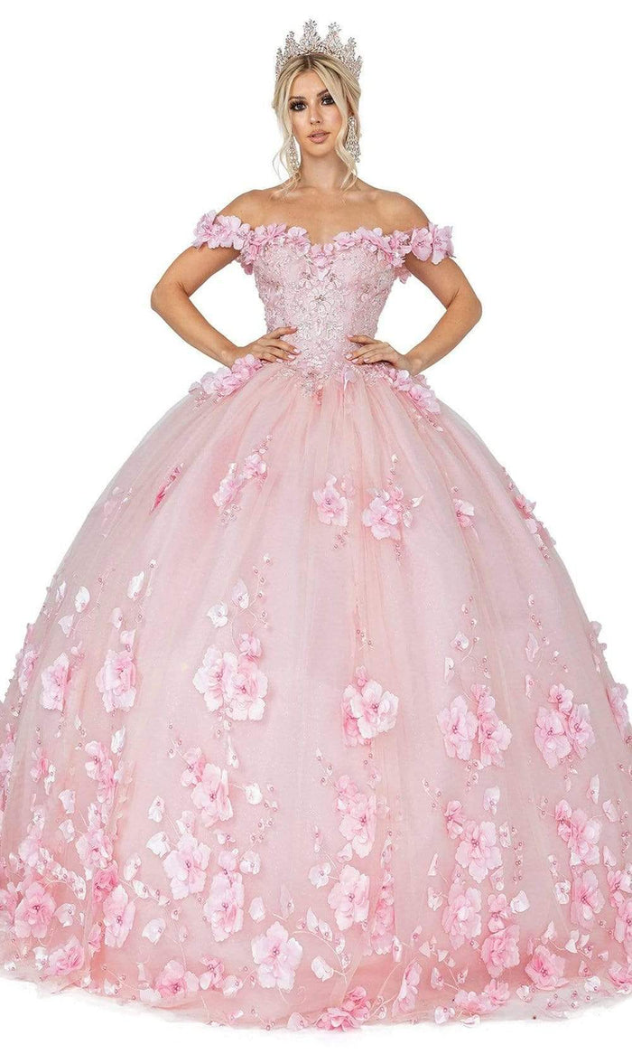 Dancing Queen - 1613 Floral Adorned Ballgown Quinceanera Dresses XS / Blush