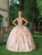 Dancing Queen - 1628 Halter Neck Embellished Ballgown Special Occasion Dress In Pink and Gold