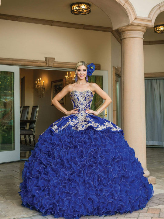 Dancing Queen - 1634 Strapless Embellished Ruffled Gown