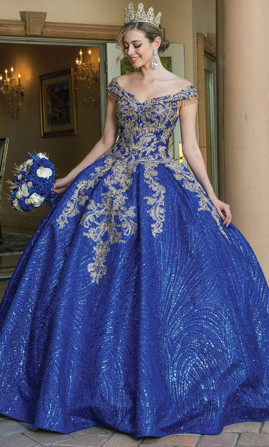 Dancing Queen 1636 - Cap Sleeve Embroidered Ballgown