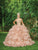 Dancing Queen - 1639 Off Shoulder Ruched Ballgown In Pink and Gold