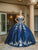 Dancing Queen - 1642 Dangling Beaded Pleated Gown Special Occasion Dress In Blue and Silver
