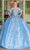 Dancing Queen 1644 - Embroidered Corset Quinceanera Ballgown Ball Gowns XS / Bahama Blue