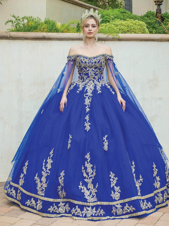 Dancing Queen 1645 - Gilded Applique Quinceanera Ballgown