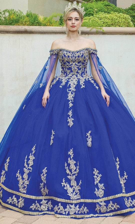 Dancing Queen 1645 - Gilded Applique Quinceanera Ballgown
