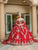 Dancing Queen - 1651 Cold Shoulder Detachable Cape Gown Quinceanera Dresses