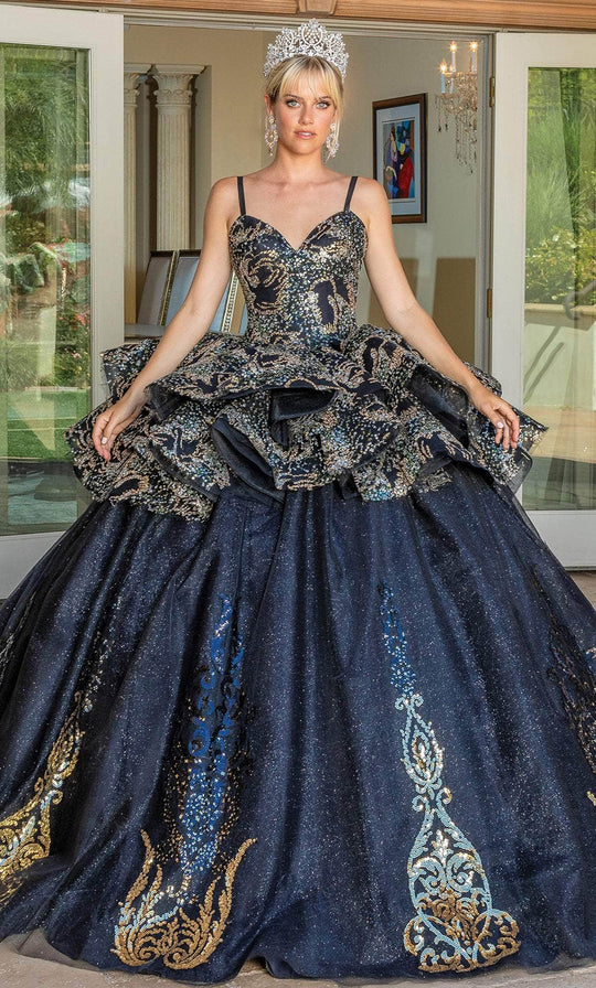 Dancing Queen 1656 - Ornate Peplum Quinceanera Ballgown