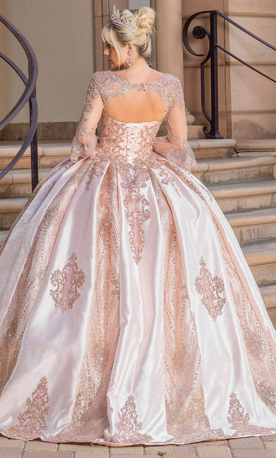 Dancing Queen 1665 - Bell Sleeve Ornate Quinceanera Ballgown
