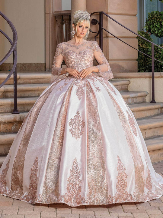 Dancing Queen 1665 - Bell Sleeve Ornate Quinceanera Ballgown