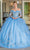 Dancing Queen 1667 - Long Sleeve Quinceanera Ballgown Long Dresses XS / Bahama Blue