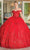 Dancing Queen 1668 - Glitter Quinceanera Ballgown with Cape Special Occasion Dress XS / Red