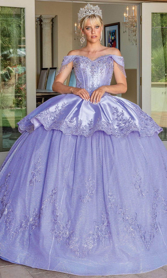 Dancing Queen 1679 - Off Shoulder Corset Quinceanera Ballgown Ball Gowns XS / Lilac