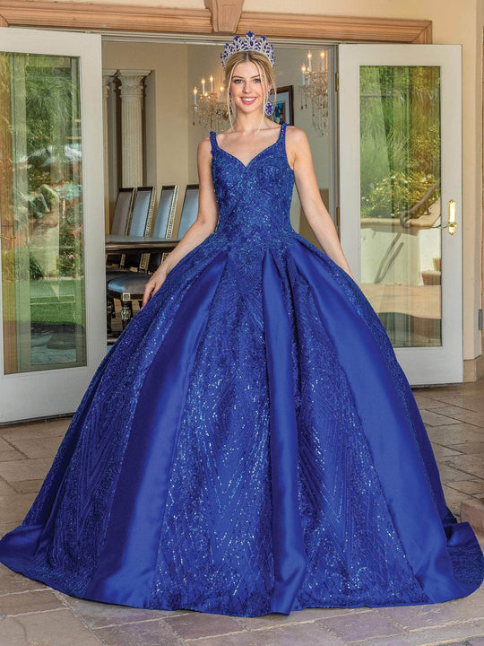 Dancing Queen 1680 - Sleeveless Glitter Quinceanera Ballgown