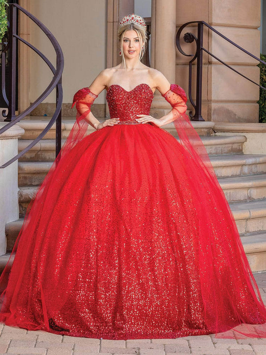 Dancing Queen 1683 - Strapless Sequin Quinceanera Ballgown