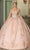 Dancing Queen 1687 - Draped Sleeve Floral Ballgown Ball Gowns XS / Rose Gold
