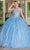 Dancing Queen 1694 - Floral Ornate Quinceanera Ballgown Ball Gowns XS / Bahama Blue