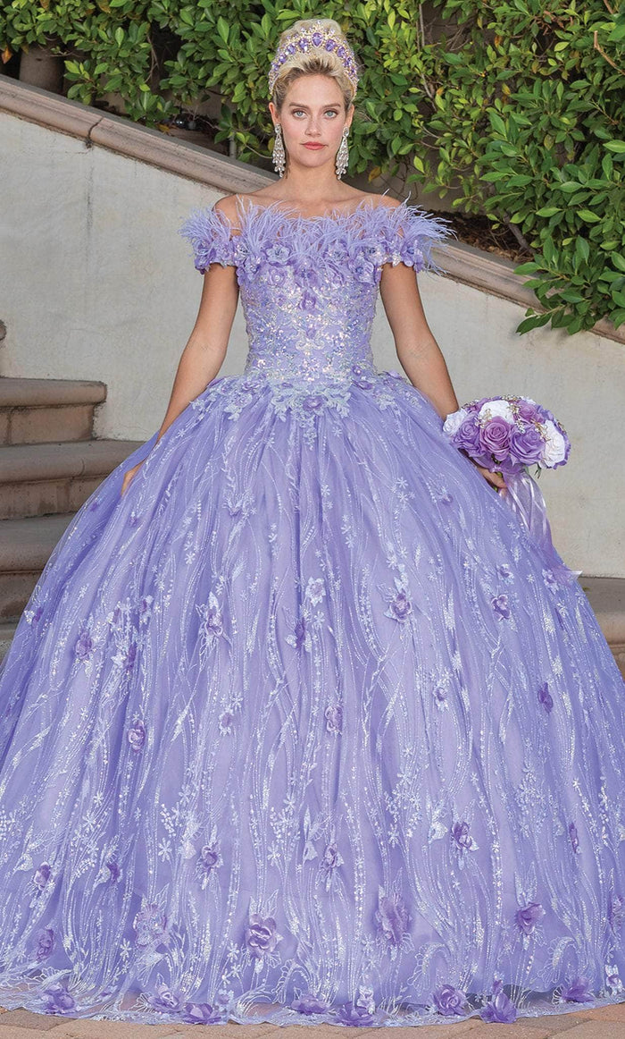 Dancing Queen 1694 - Floral Ornate Quinceanera Ballgown Ball Gowns XS / Lilac