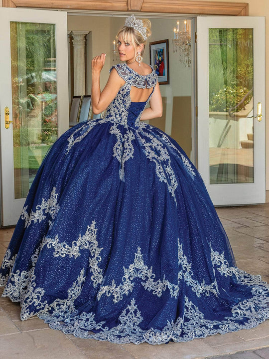 Dancing Queen 1709 - Scoop Neck Beaded Appliqued Ballgown