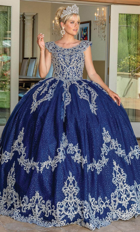Dancing Queen 1709 - Scoop Neck Beaded Appliqued Ballgown