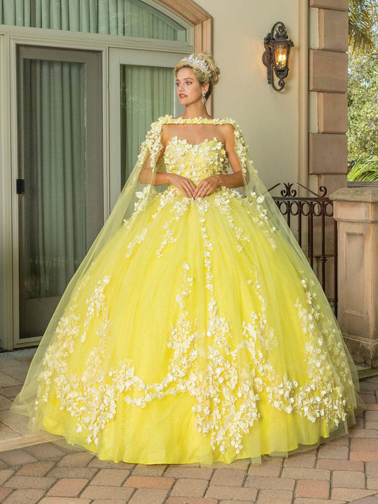 Dancing Queen 1725 - Strapless with Long Cape Ballgown