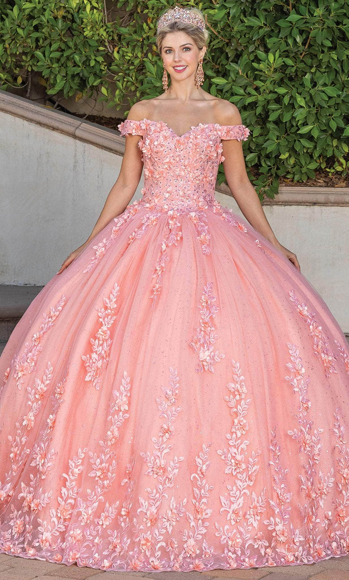 Dancing Queen 1727 - Floral Embroidered Sweetheart Ballgown Ball Gowns XS / Coral
