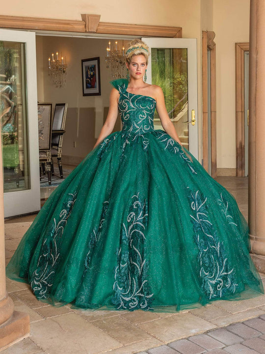 Dancing Queen 1733 - Bow One Shoulder Quinceanera Ballgown