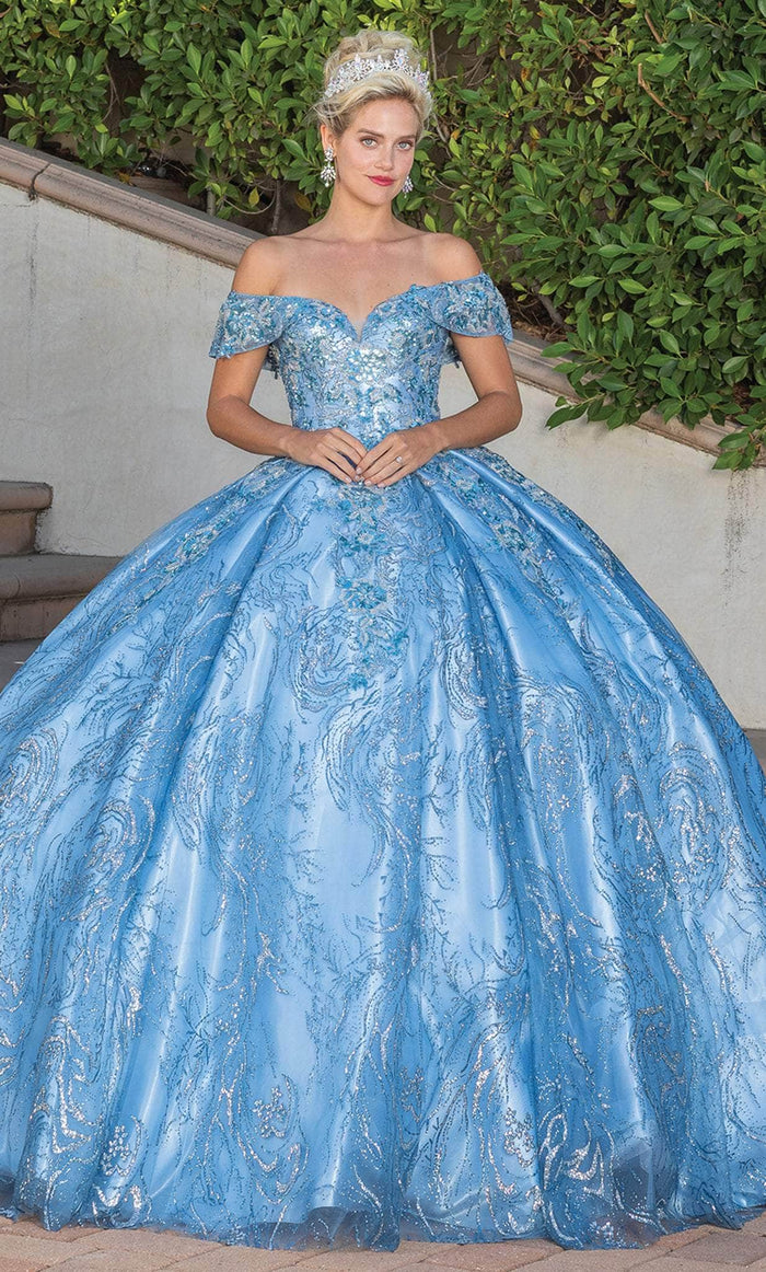 Dancing Queen 1736 - Embellished Off-Shoulder Ballgown Ball Gowns XS / Dusty Blue