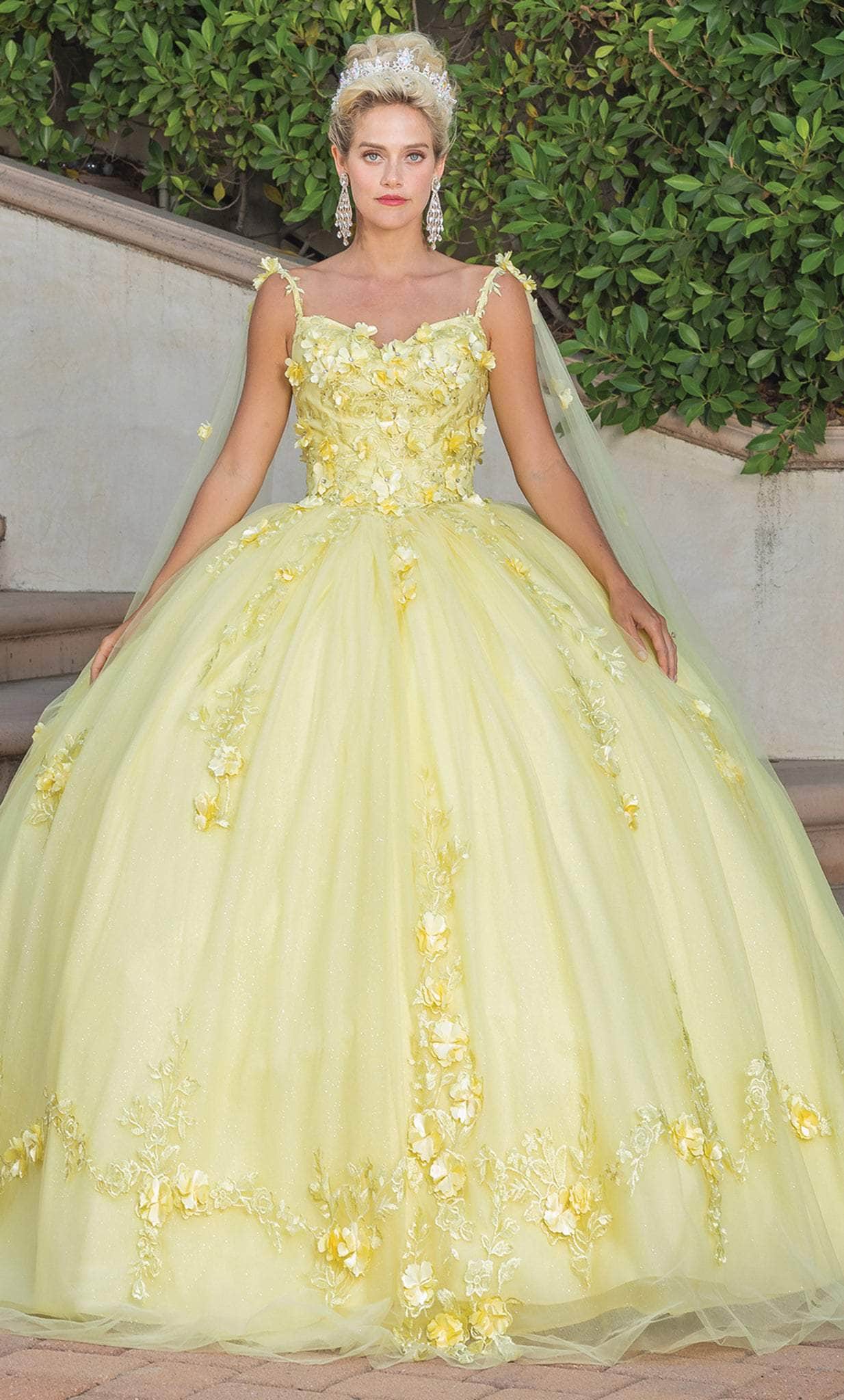 Dancing Queen 1738 Floral Applique Quinceanera Ballgown Couture Candy
