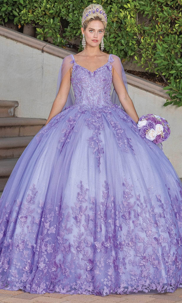 quinceanera dresses purple butterfly Misshow Purple Tulle Quinceanera Dress Strapless Ball Gown with 3D But