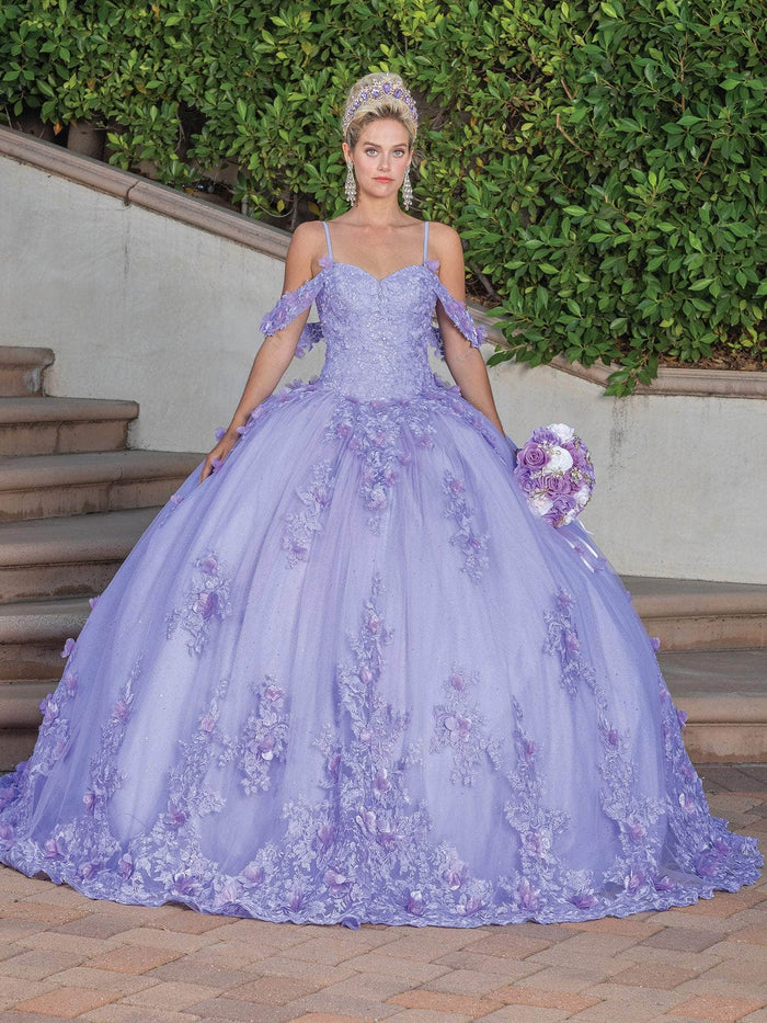 Dancing Queen 1747 - Cold Shoulder Embellished Ballgown Ball Gowns XS / Lilac