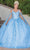 Dancing Queen 1749 - Floral Off Shoulder Ballgown Ball Gowns XS / Bahama Blue
