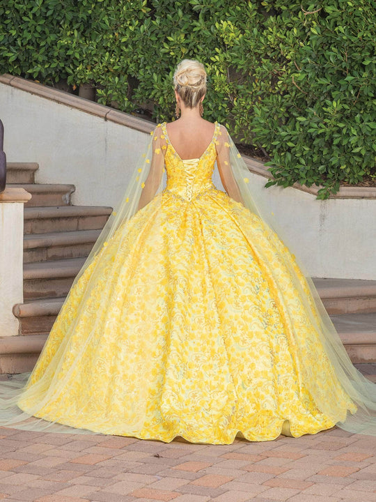 Dancing Queen 1750 - Sleeveless 3D Floral Embroidered Ballgown