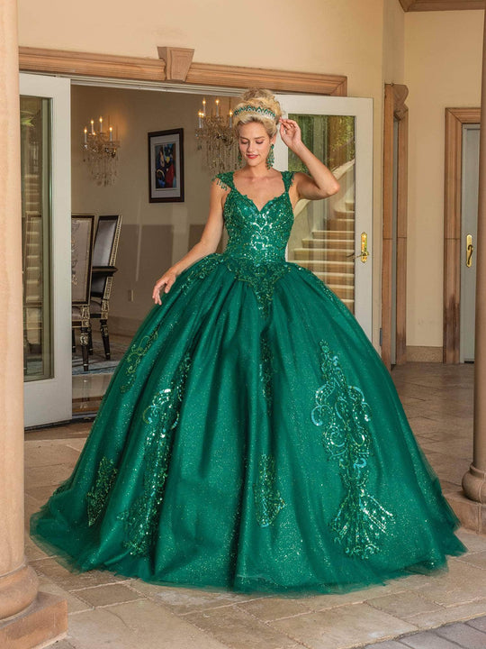 Dancing Queen 1758 - Sequined Cutout Back Ballgown