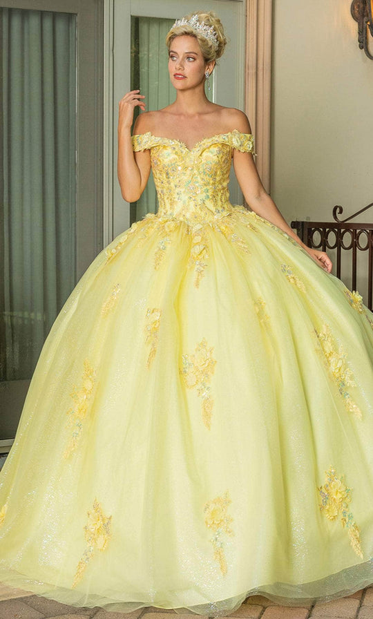 Dancing Queen 1760 - Appliqued Off-Shoulder Ballgown