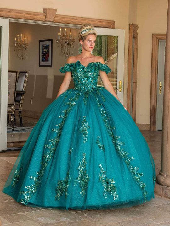 Dancing Queen 1766 - Ruffled Off-Shoulder Embellished Ballgown