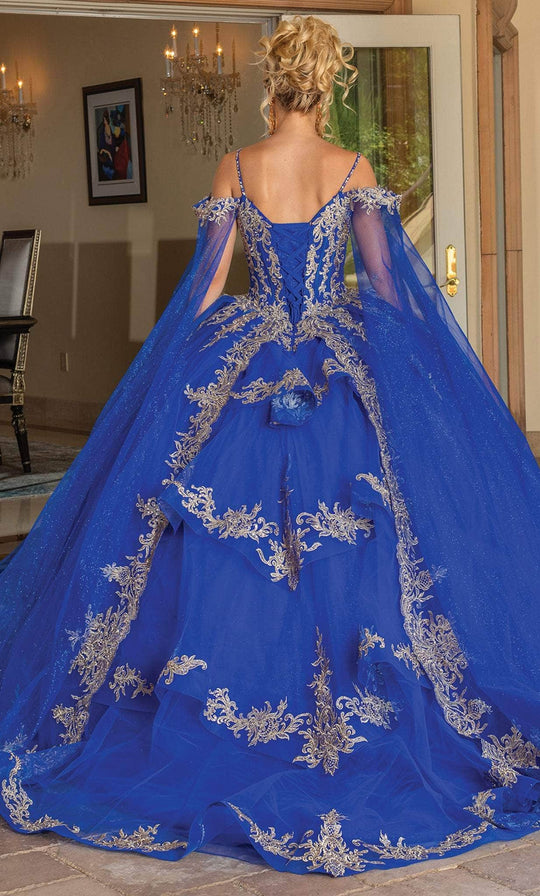Dancing Queen 1768 - Gilt Applique Quinceanera Ballgown