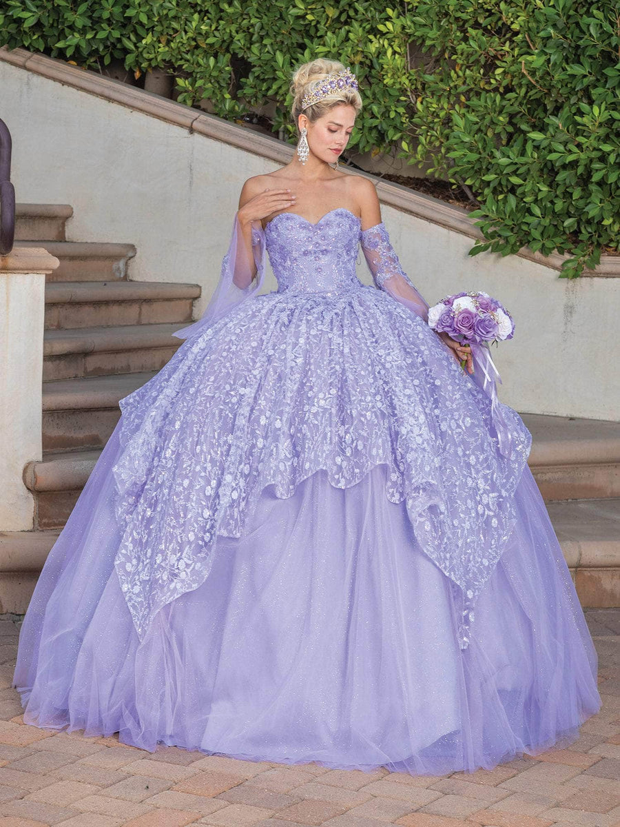 Burgundy And Gold Quinceanera Dress | Ball Gown by DQ-1672 main image 0