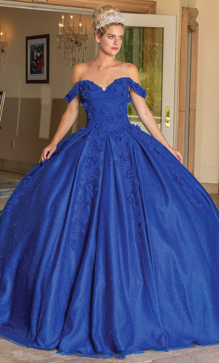 Dancing Queen 1790 - Embellished Off-Shoulder Ballgown Special Occasion Dress XS / Royal Blue