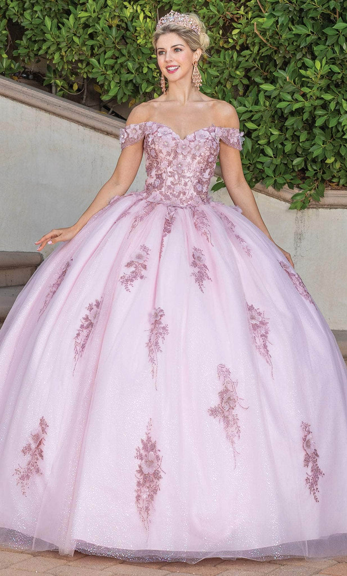 Dancing Queen 1797 - Sweetheart Floral Appliqued Ballgown Ball Gowns XS / Blush