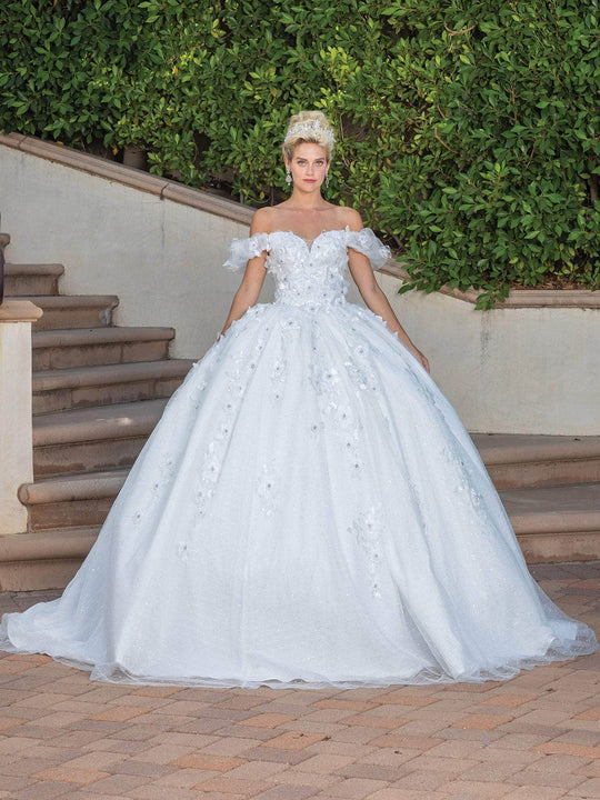 Dancing Queen 1806 - Off-Shoulder 3D floral Embellished Ballgown