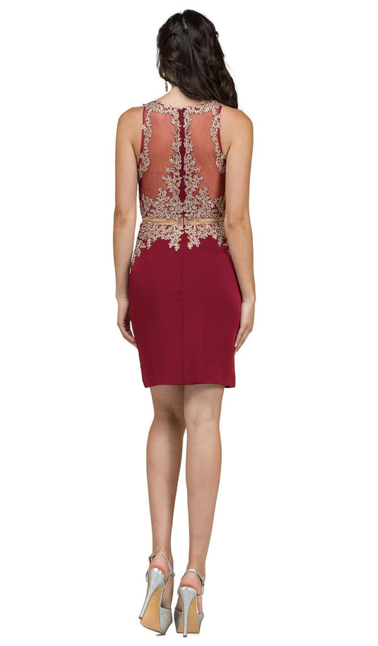 Dancing Queen - 2000 Mock Two-Piece Illusion Lace Cocktail Dress