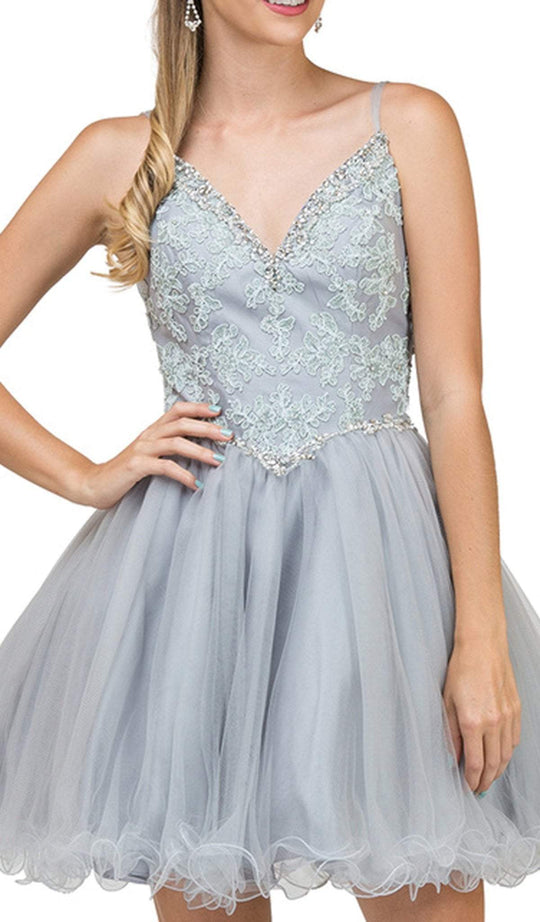 Dancing Queen - 2004 Beaded Floral Lace Tulle Cocktail Dress