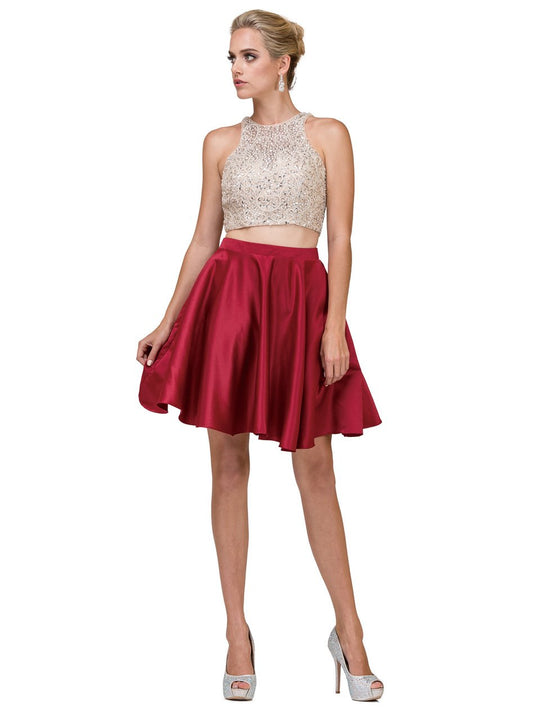 Dancing Queen 2027A Two-Piece Embellished Cocktail Dress - 1 Pc. Burgundy in size XL Available CCSALE XL / Burgundy