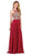 Dancing Queen - 2234 Sleeveless Illusion Jewel Lace Ornate Prom Gown Prom Dresses XS / Burgundy/Gold