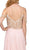 Dancing Queen - 2252 Cold Shoulder Sleeves Beaded A-line Prom Gown Special Occasion Dress L / Blush