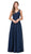 Dancing Queen - 2267 Sleeveless Scalloped Lace Illusion Prom Gown Prom Dresses XS / Navy