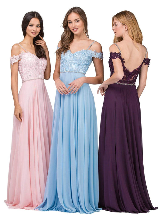 Dancing Queen - 2327 Embellished Off-Shoulder A-line Gown