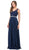 Dancing Queen - 2332 Lace V-neck A-line Prom Dress With Open Back Special Occasion Dress XS / Navy