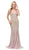 Dancing Queen - 2415 Sleeveless Metallic Sheath Prom Gown Prom Dresses XS / Dusty Pink/Gold